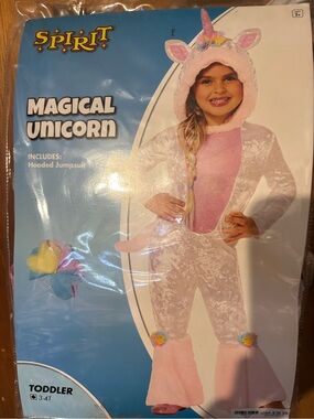 Spirit Magical Unicorn Toddler Costume - Pink Hooded Jumpsuit